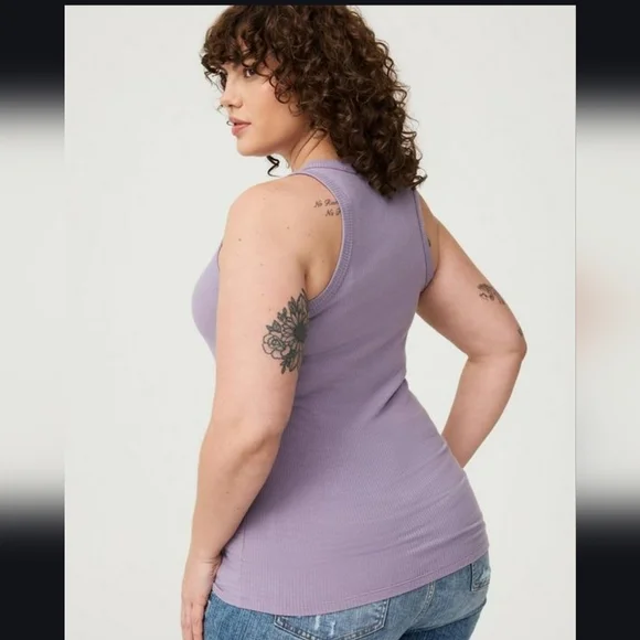 Torrid Super Soft Ribbed High Neck Tank Top in Dusk Size 1X NWT - Picture 2 of 13